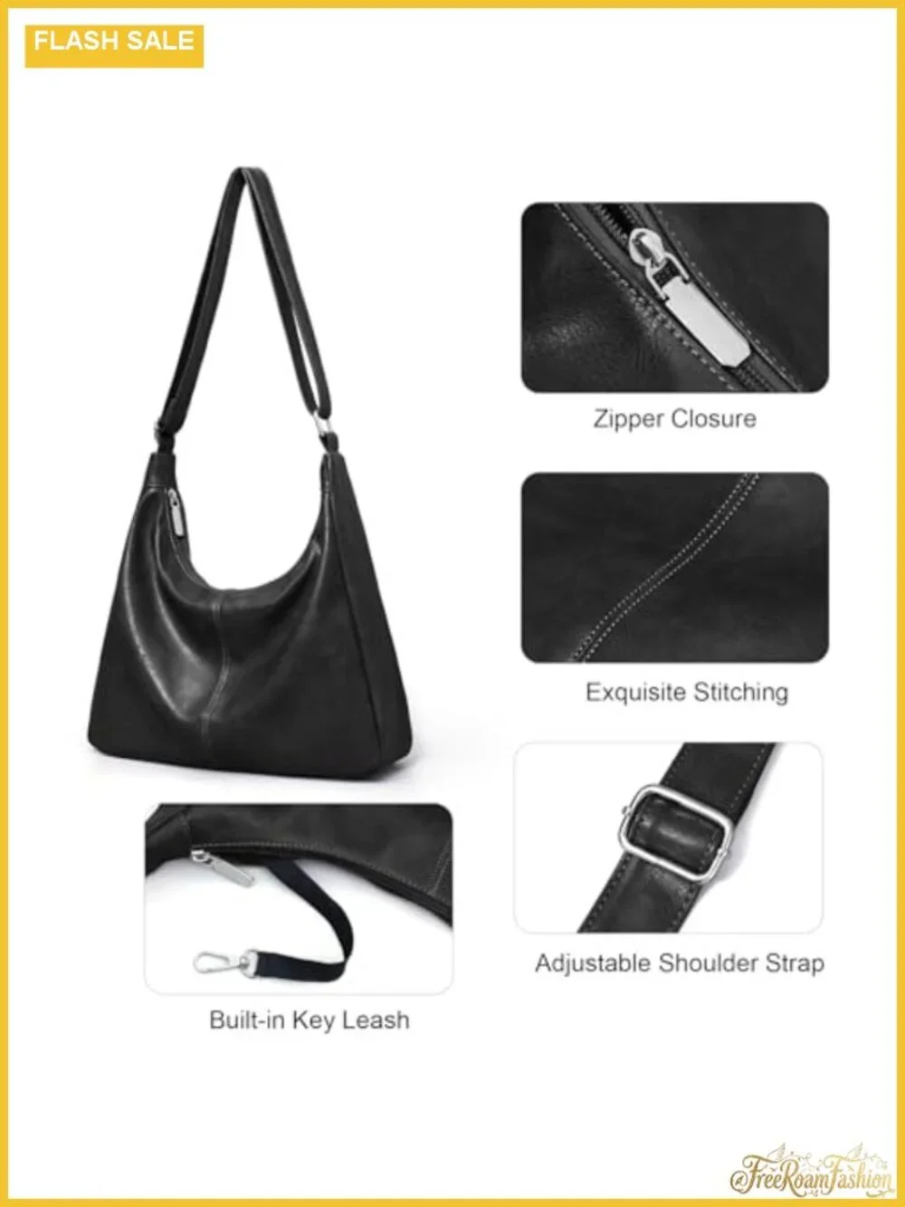 Vegan Leather Hobo Shoulder Bag Slouchy Tote with Adjustable Strap